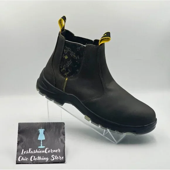 Terra Men's Black Leather Chelsea Soft Toe Pull-On Work Boots Size 10 2844 - Picture 15 of 16